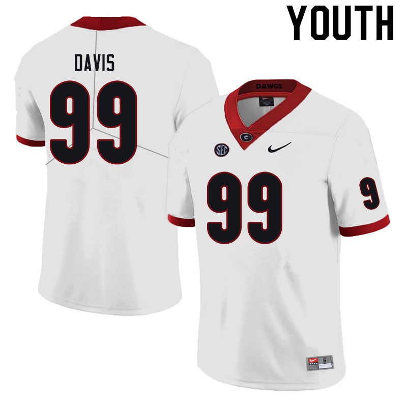 Youth #99 Jordan Davis Georgia Bulldogs College Football Jerseys Sale-Black